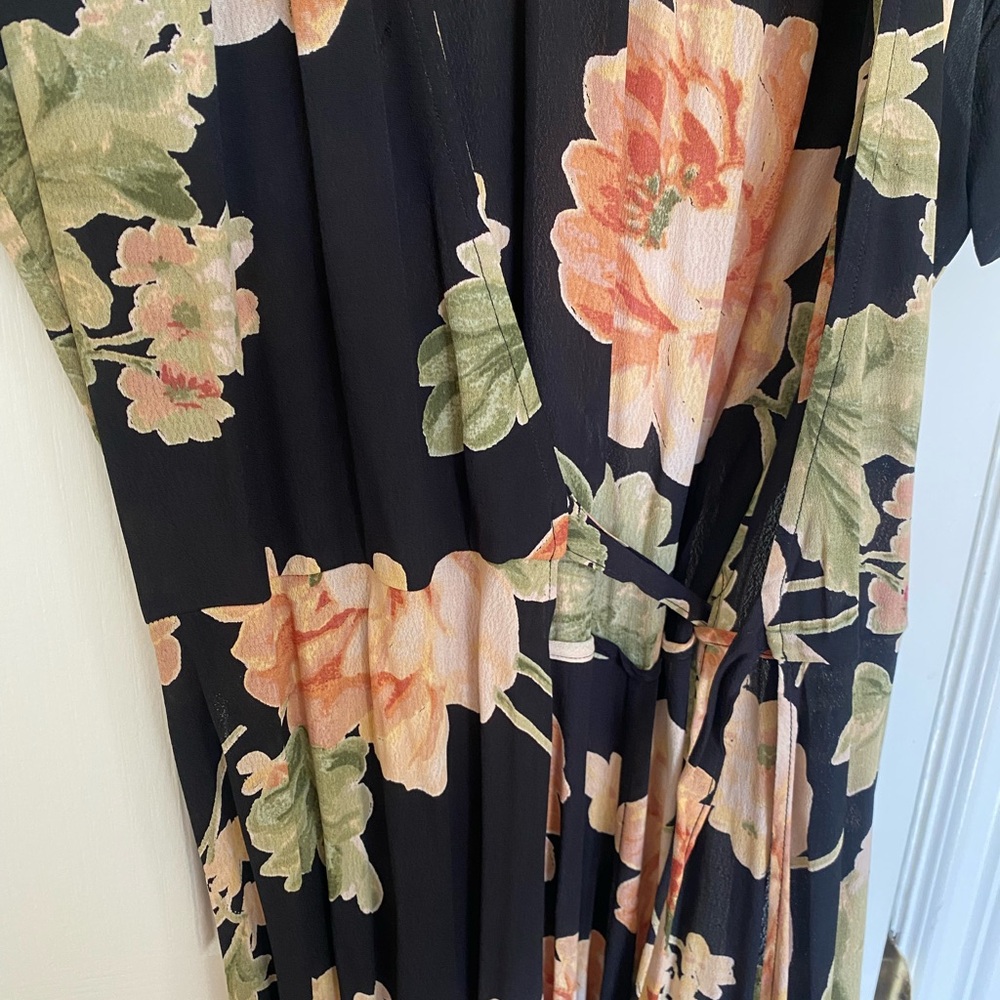 Christy Dawn The Autumn Wrap Dress with Peach & Green Blossoms - Picture 6 of 6